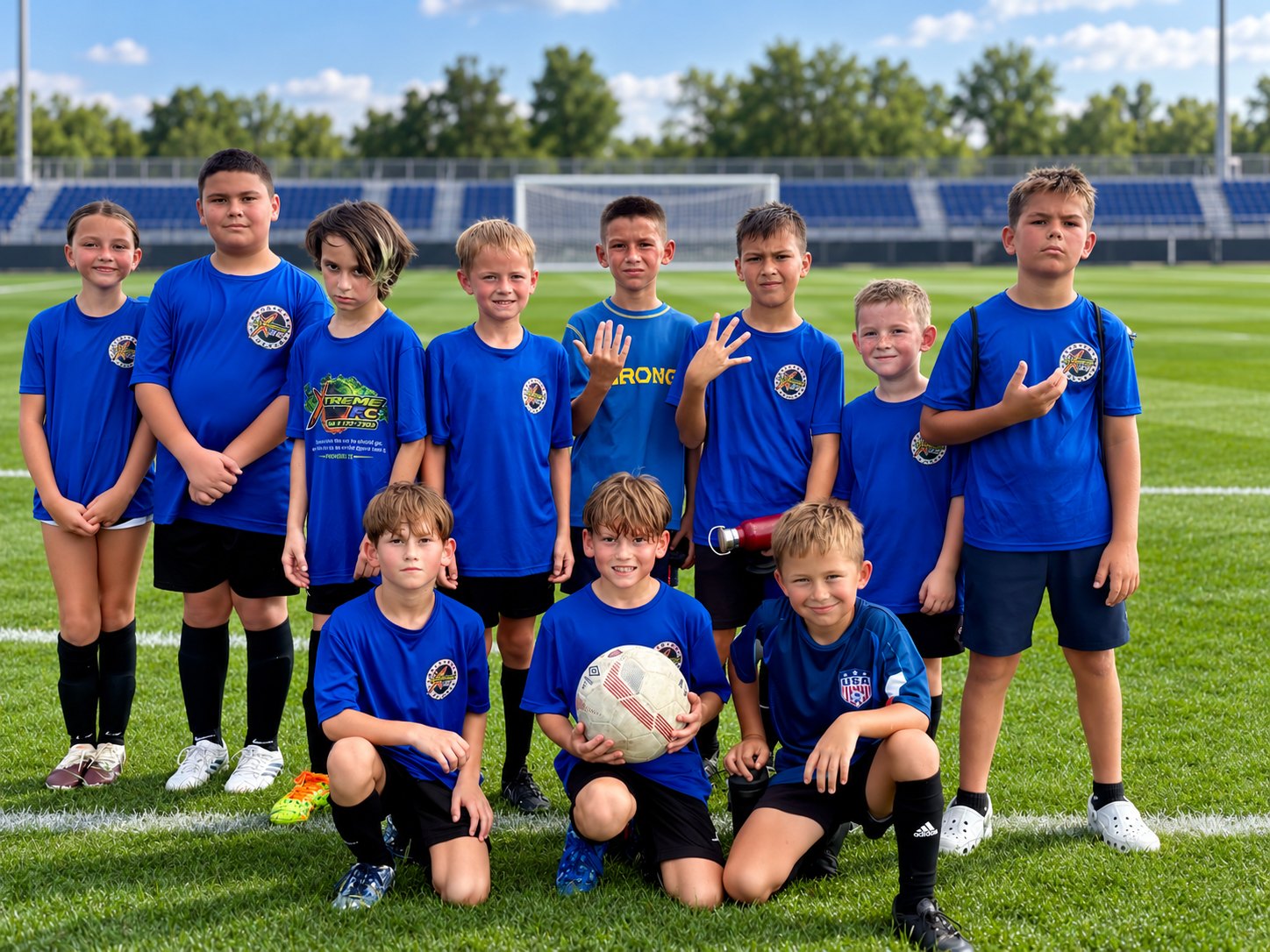 XTREME FC U11 squad on the field